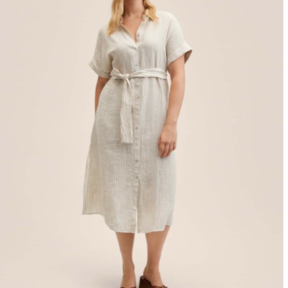 Mango 100% linen shirty dress - Picture 1 of 5